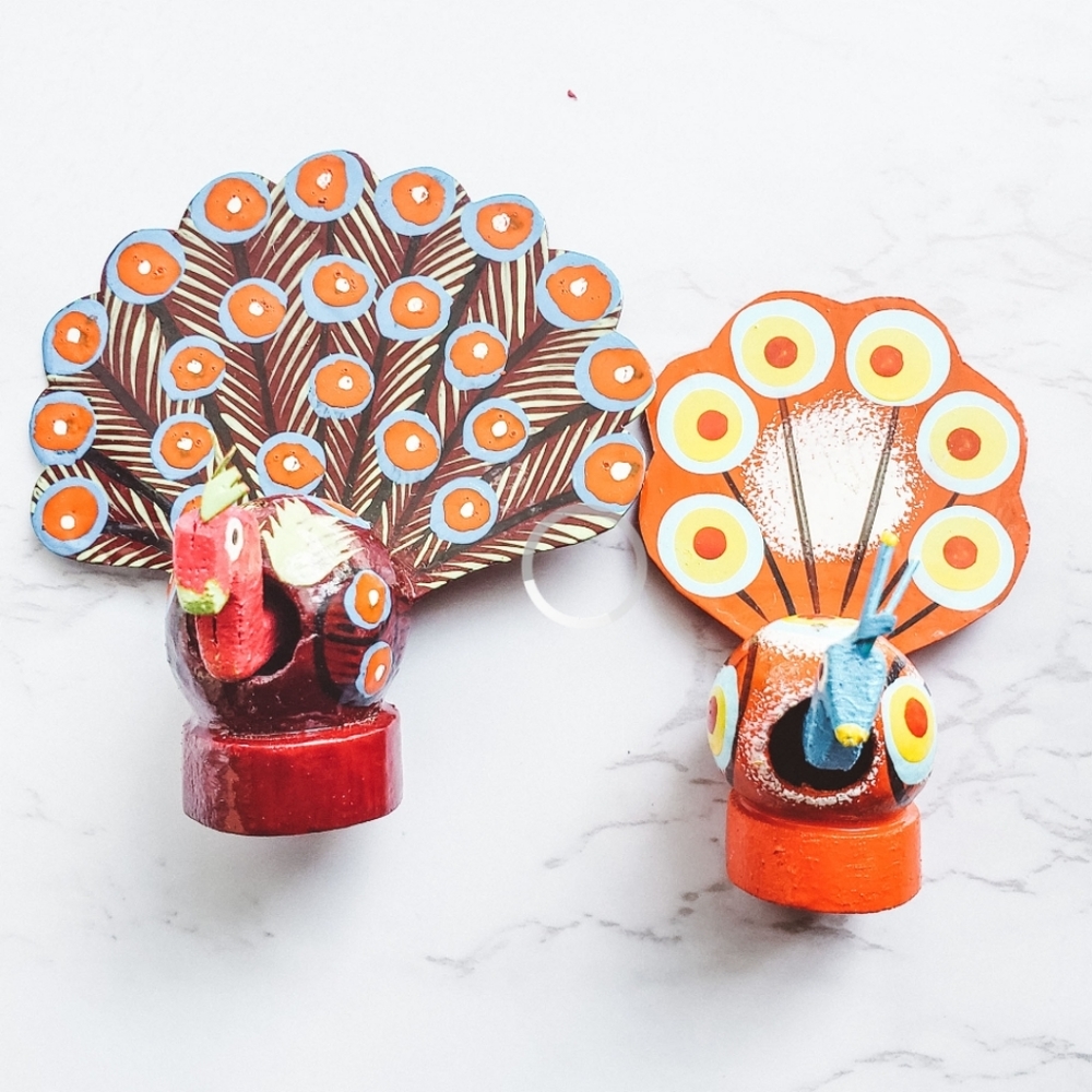 Mexican Folk Art] Peacock Bobble Head bundle 